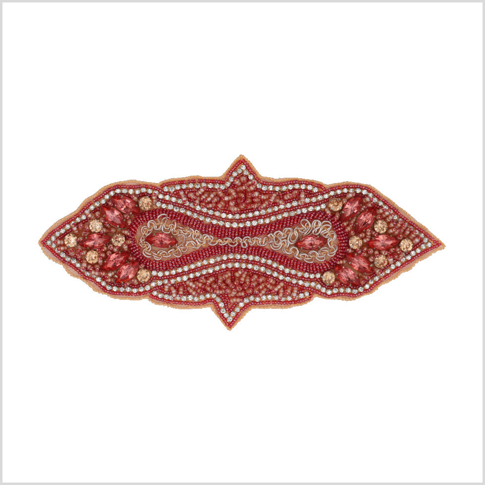 Hot Pink/Peach Beaded Rhinestone Applique Hot Pink/Peach Beaded Rhinestone Applique