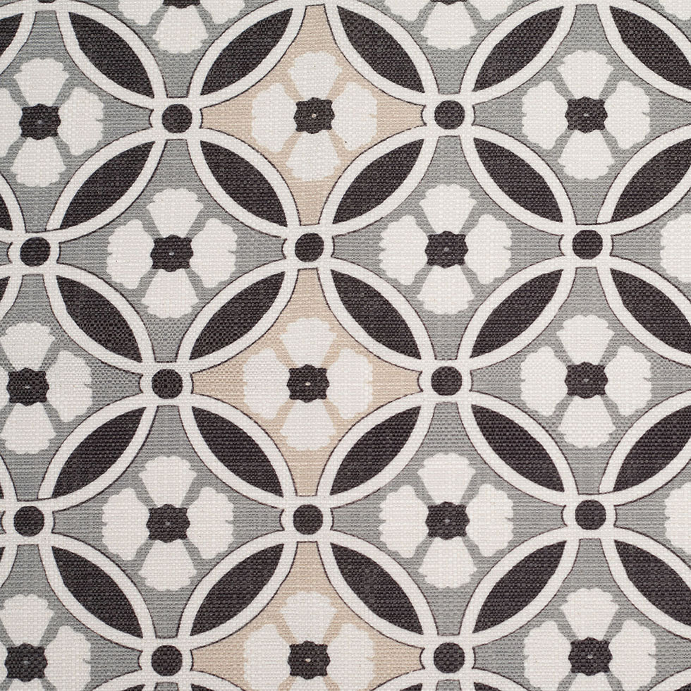 Spanish Black/Gray Floral Geometric Poly/Cotton Canvas Spanish Black/Gray Floral Geometric Poly/Cotton Canvas