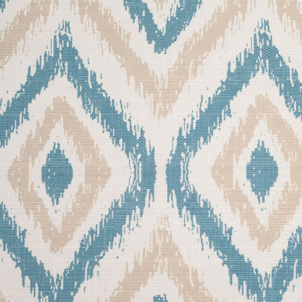 Spanish Blue/Beige Ikat-Like Geometric Poly/Cotton Canvas Spanish Blue/Beige Ikat-Like Geometric Poly/Cotton Canvas