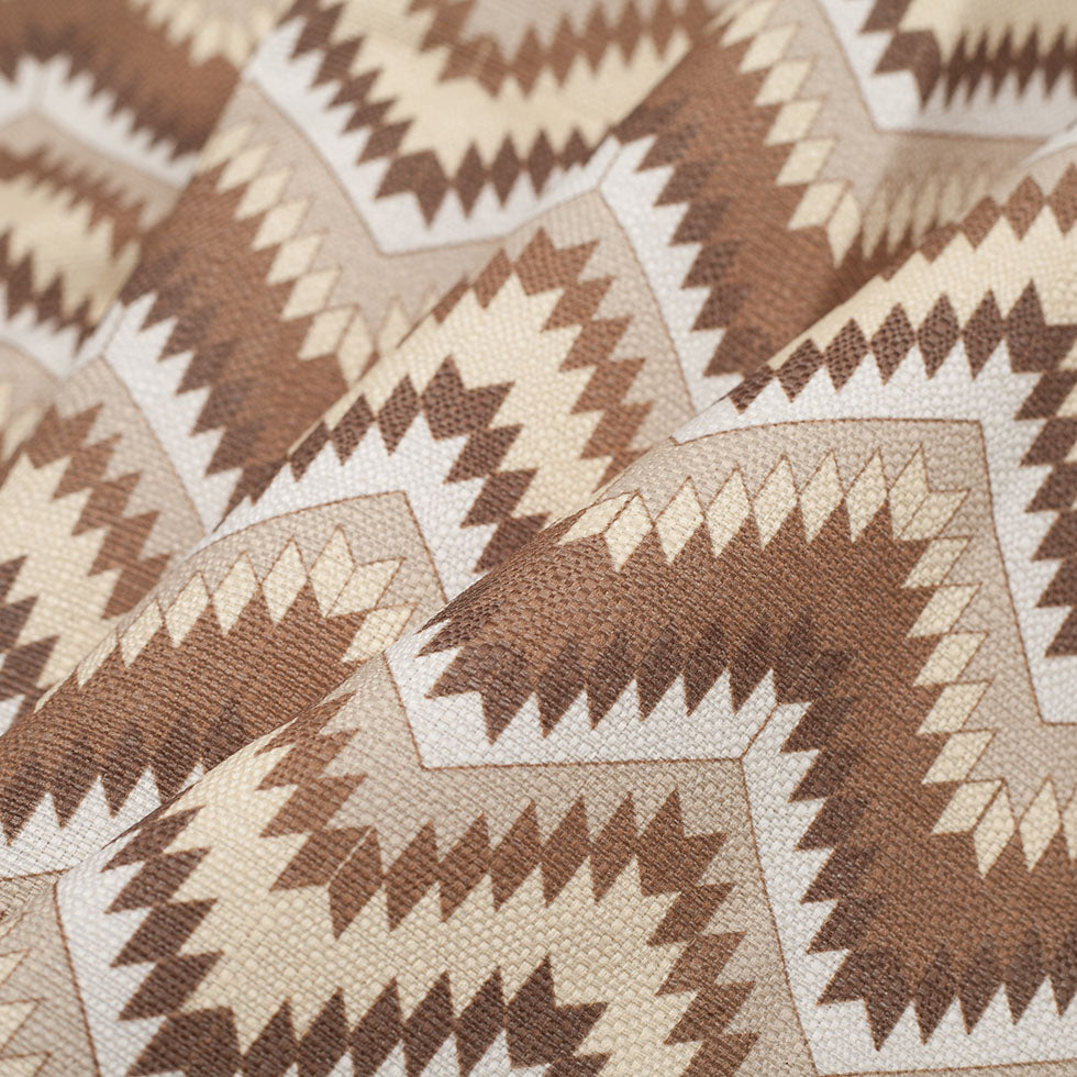 Spanish Beige/Brown Geometric Poly/Cotton Canvas - Folded Spanish Beige/Brown Geometric Poly/Cotton Canvas - Folded