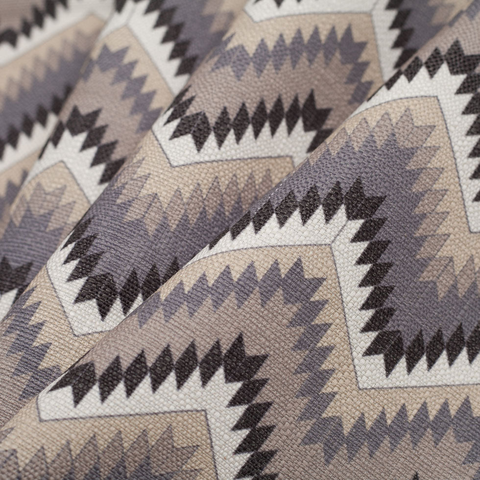 Spanish Navy/Beige Geometric Poly/Cotton Canvas - Folded Spanish Navy/Beige Geometric Poly/Cotton Canvas - Folded