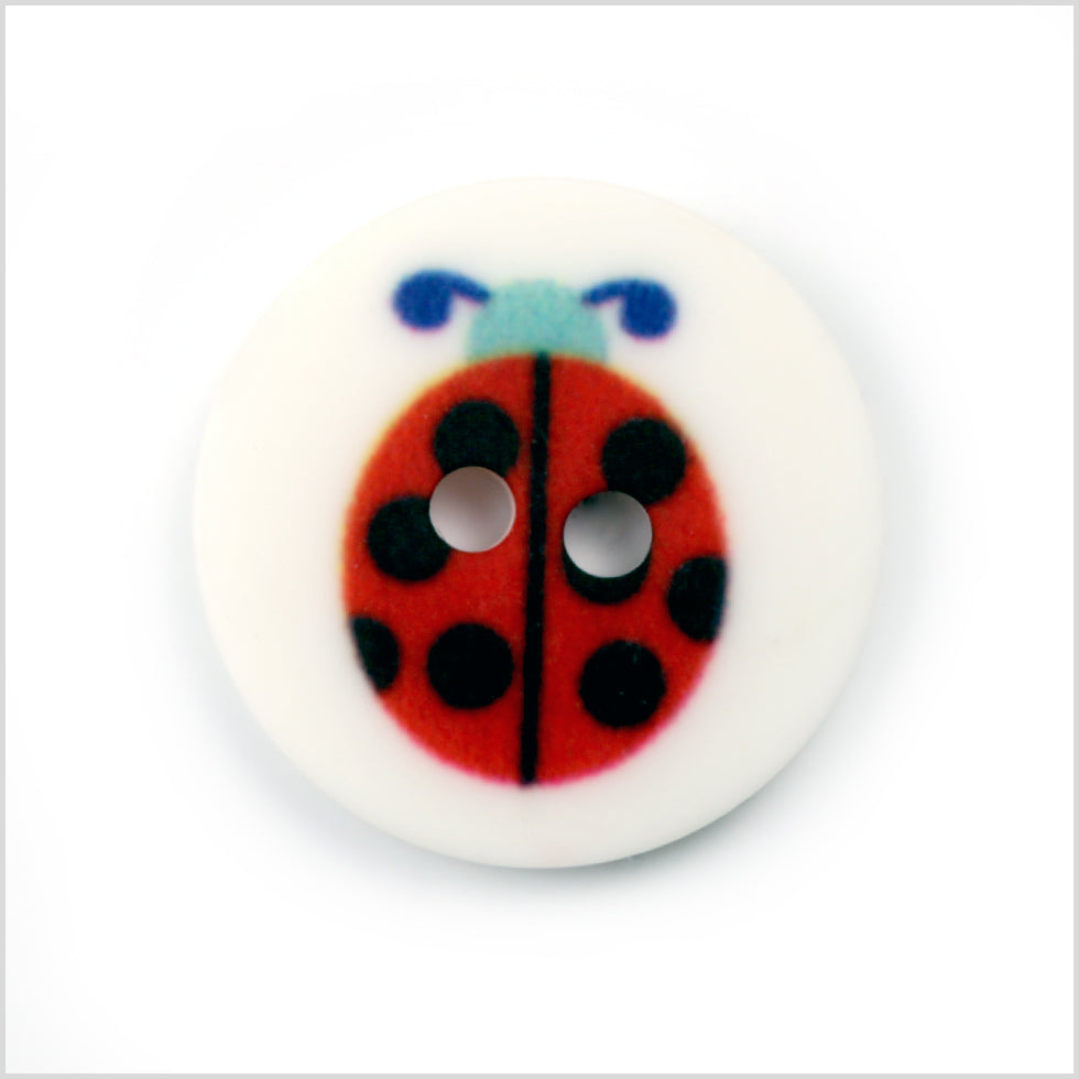 White Kids Ladybug Button - 24L/15mm White Kids Ladybug Button - 24L/15mm
