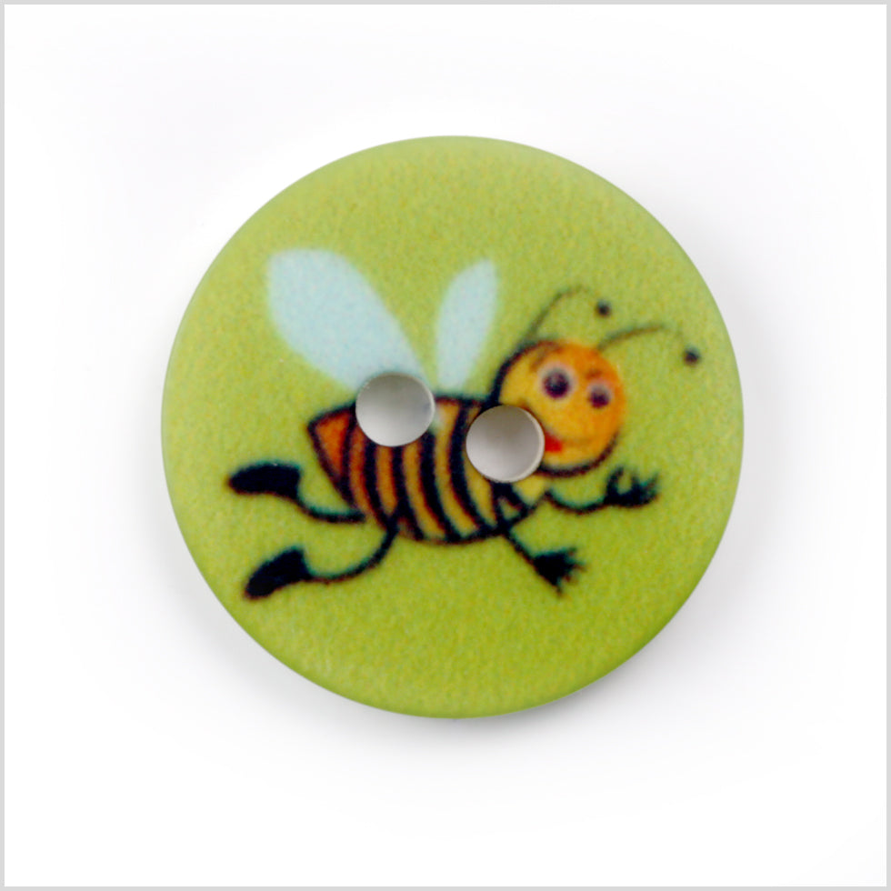 Green Kids Bumblebee Button - 24L/15mm Green Kids Bumblebee Button - 24L/15mm