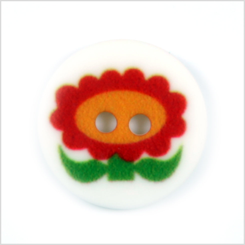 White Kids Flower Button - 24L/15mm White Kids Flower Button - 24L/15mm
