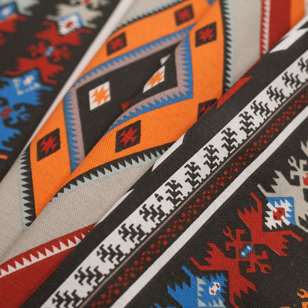 Spanish Multicolor Geometric Cotton-Polyester Print Folded Spanish Multicolor Geometric Cotton-Polyester Print Folded