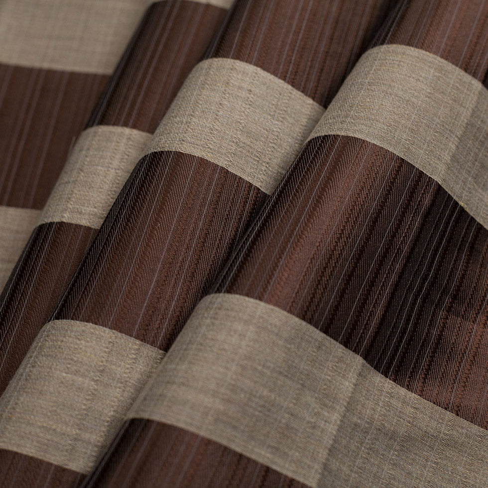 Turkish Striped Chocolate Polyester Woven - Folded Turkish Striped Chocolate Polyester Woven - Folded
