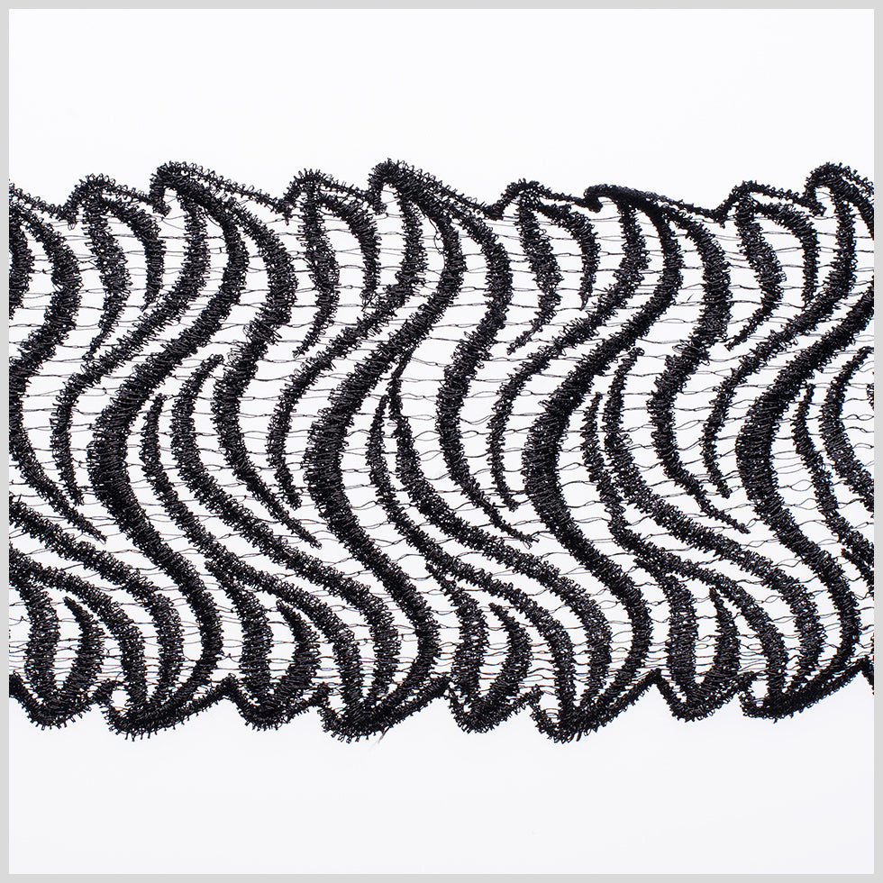 3.5 Metallic Black Lace Trim 3.5 Metallic Black Lace Trim