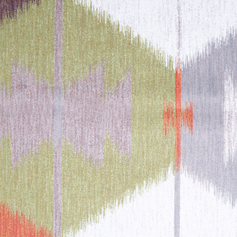 Turkish Orange Ikat Geometric Upholstery Velvet - Detail Turkish Orange Ikat Geometric Upholstery Velvet - Detail
