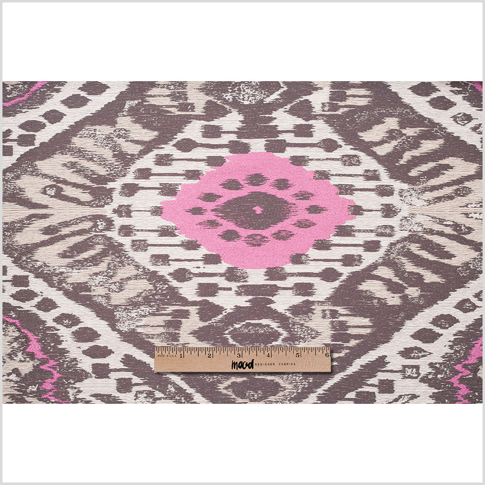 Turkish Pink/Brown Ikat Polyester Woven - Full Turkish Pink/Brown Ikat Polyester Woven - Full
