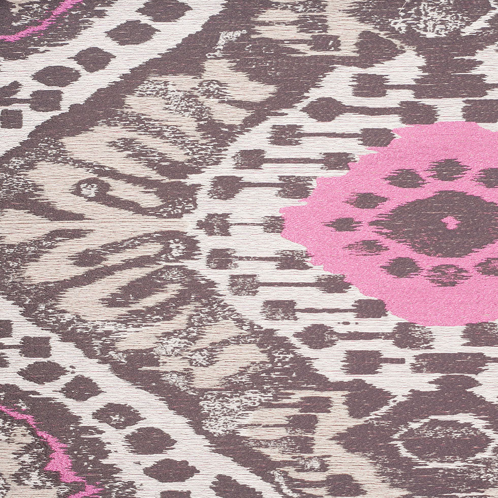Turkish Pink/Brown Ikat Polyester Woven Turkish Pink/Brown Ikat Polyester Woven