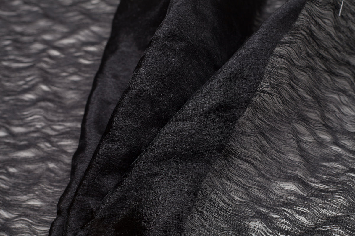 Turkish Black Novelty Polyester Sheer - Folded Turkish Black Novelty Polyester Sheer - Folded