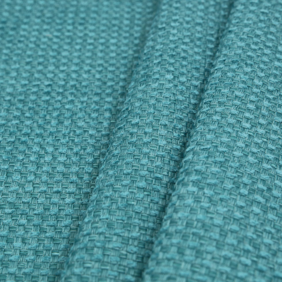 Turquoise Novelty Basketweave Upholstery Fabric Folded Turquoise Novelty Basketweave Upholstery Fabric Folded