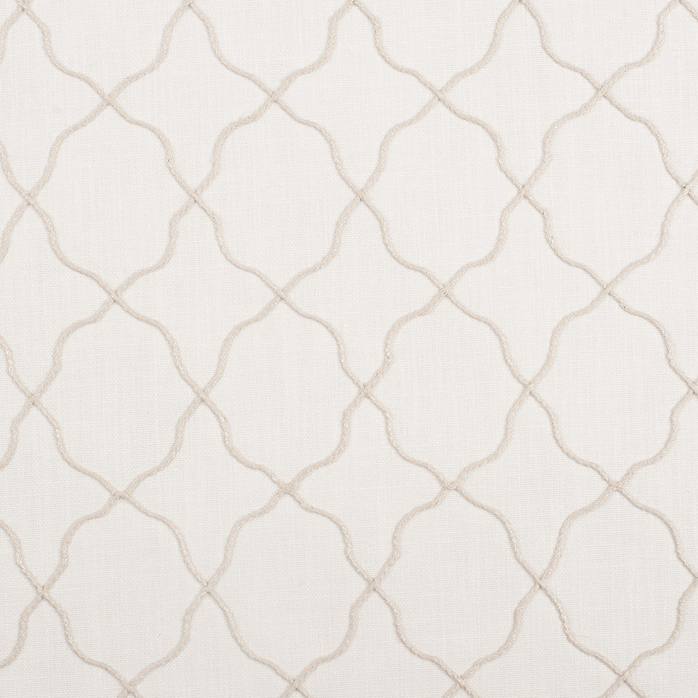 Ivory Moroccan Embroidered Linen-Like Poly Blend Ivory Moroccan Embroidered Linen-Like Poly Blend