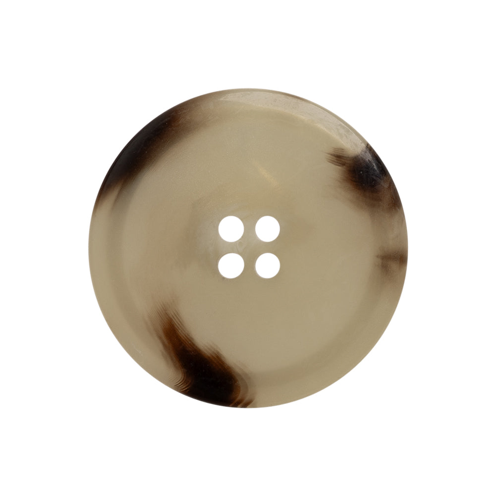 Italian Shiny Beige Rimmed 4-Hole Button - 40L/25.5mm Detail Italian Shiny Beige Rimmed 4-Hole Button - 40L/25.5mm Detail