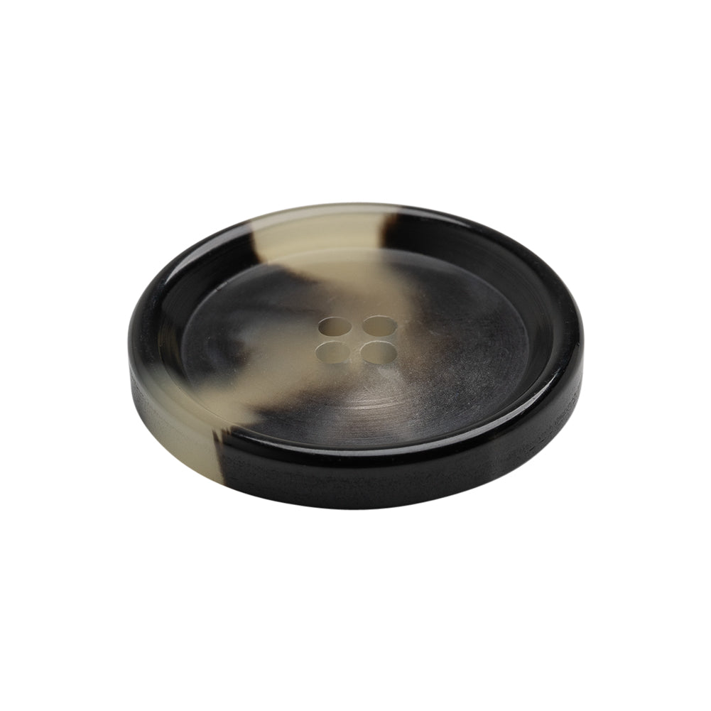Italian Shiny Black and White Rimmed 4-Hole Button - 40L/25.5mm Folded Italian Shiny Black and White Rimmed 4-Hole Button - 40L/25.5mm Folded