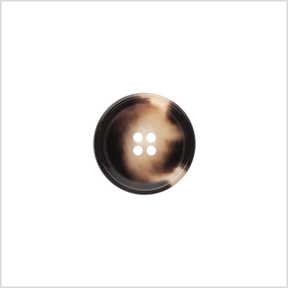 Italian Shiny Beige/Brown Rimmed 4-Hole Button - 32L/20mm Italian Shiny Beige/Brown Rimmed 4-Hole Button - 32L/20mm