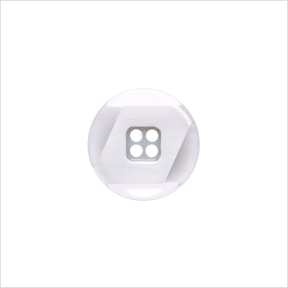 Italian Silver Semi-Clear Plastic Button - 24L/15mm Italian Silver Semi-Clear Plastic Button - 24L/15mm
