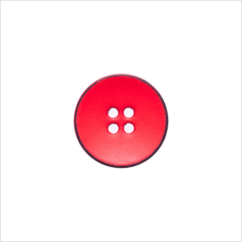 Italian Red 4-Hole Plastic Button - 24L/15mm Italian Red 4-Hole Plastic Button - 24L/15mm