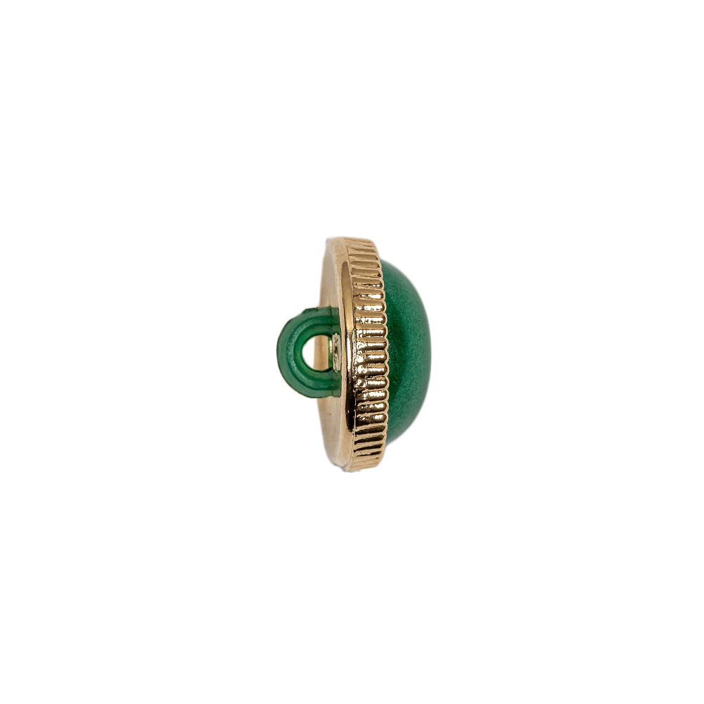 Italian Green and Gold Edged Shank Back Button - 20L/12.5mm - Folded Italian Green and Gold Edged Shank Back Button - 20L/12.5mm - Folded