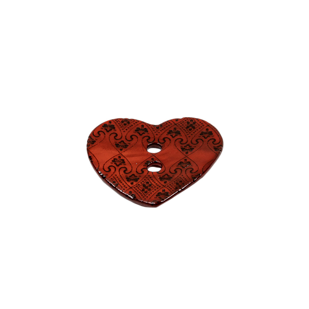 Italian Red Heart-Shaped Shell Button - 32L/20mm - Folded Italian Red Heart-Shaped Shell Button - 32L/20mm - Folded
