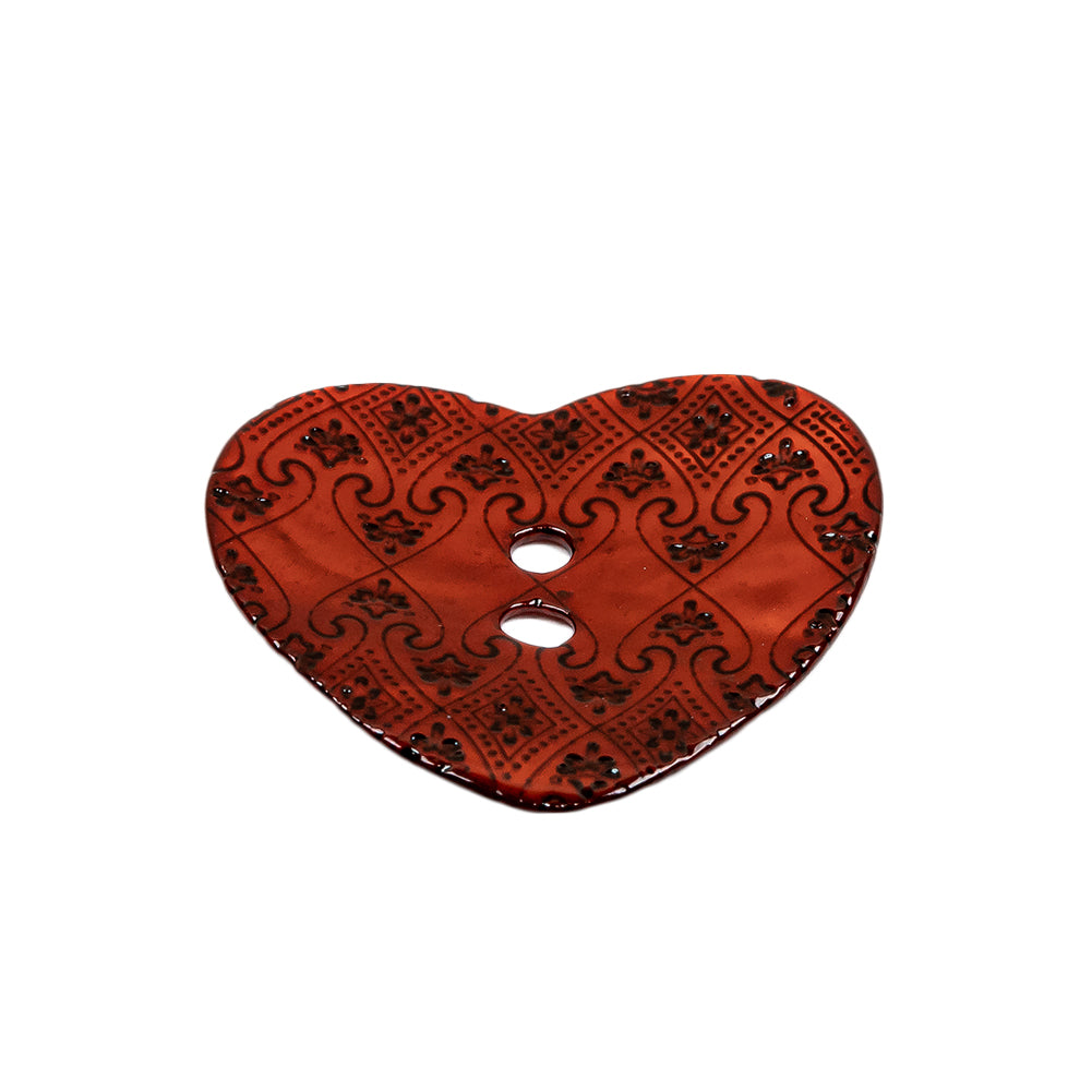 Italian Red Heart-Shaped Shell Button - 40L/25.5mm Folded Italian Red Heart-Shaped Shell Button - 40L/25.5mm Folded