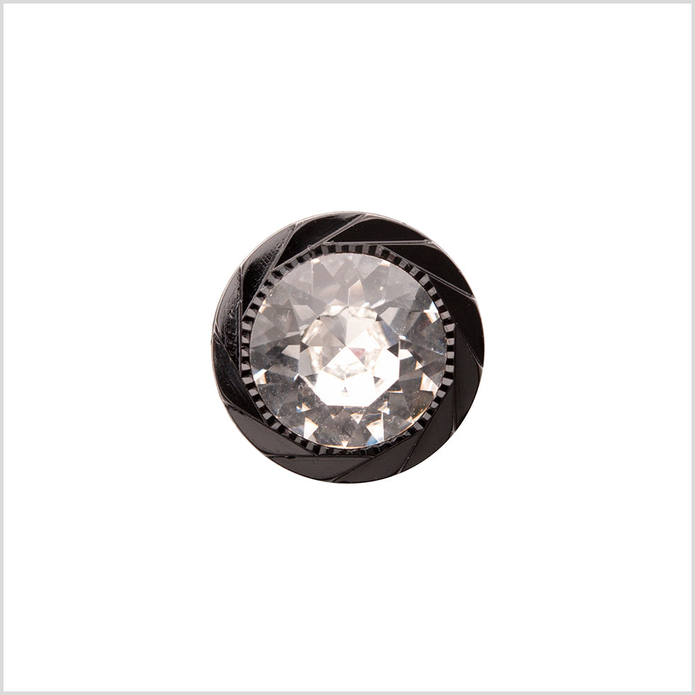 Italian Black Plastic/Rhinestone Shank Back Button - 22L/14mm Italian Black Plastic/Rhinestone Shank Back Button - 22L/14mm