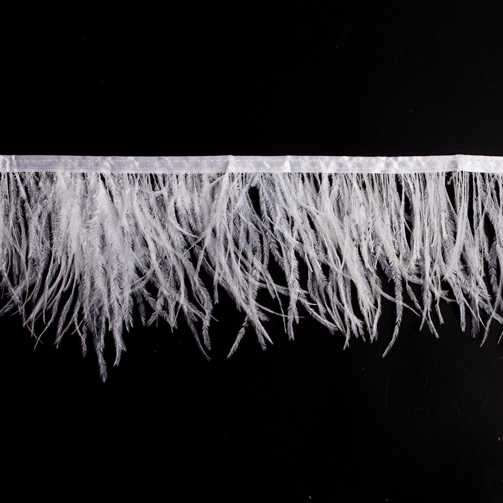 6" Single Ply White Ostrich Fringe 6" Single Ply White Ostrich Fringe