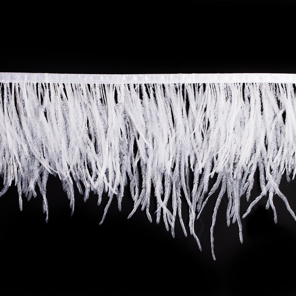 6 Single Ply White Ostrich Fringe 6 Single Ply White Ostrich Fringe