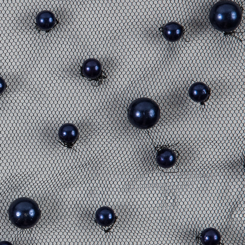 Fancy Navy Pearled Mesh/Lace - Full Fancy Navy Pearled Mesh/Lace - Full
