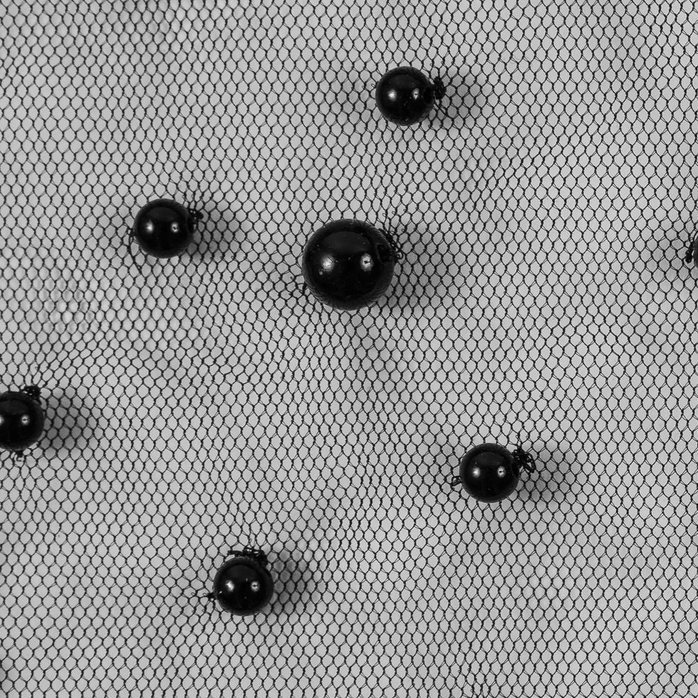Mesh Lace with Pearl Beads - Black Full Mesh Lace with Pearl Beads - Black Full