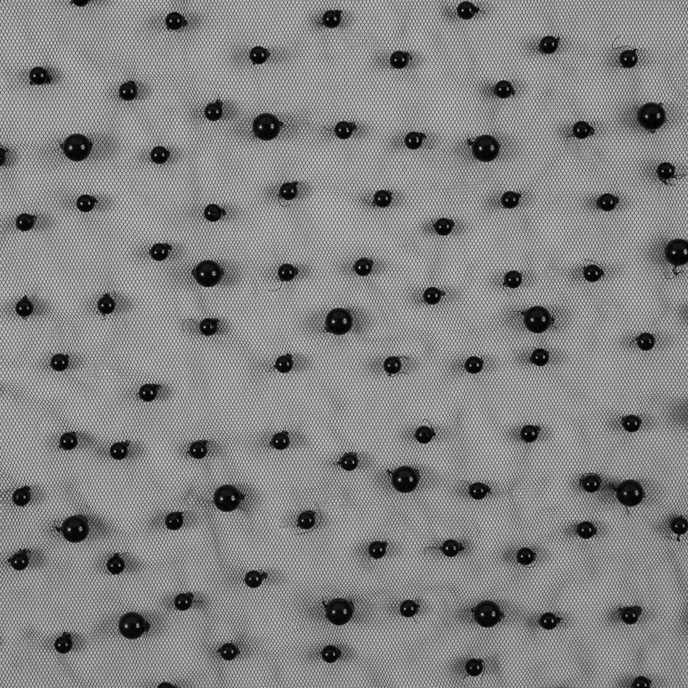 Mesh Lace with Pearl Beads - Black Mesh Lace with Pearl Beads - Black