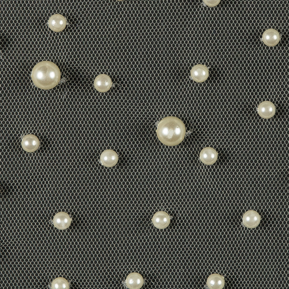Mesh Lace with Pearl Beads - Ivory Full Mesh Lace with Pearl Beads - Ivory Full