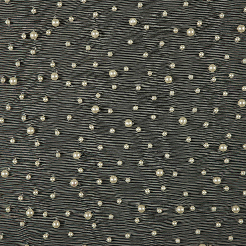 Mesh Lace with Pearl Beads - Ivory Mesh Lace with Pearl Beads - Ivory