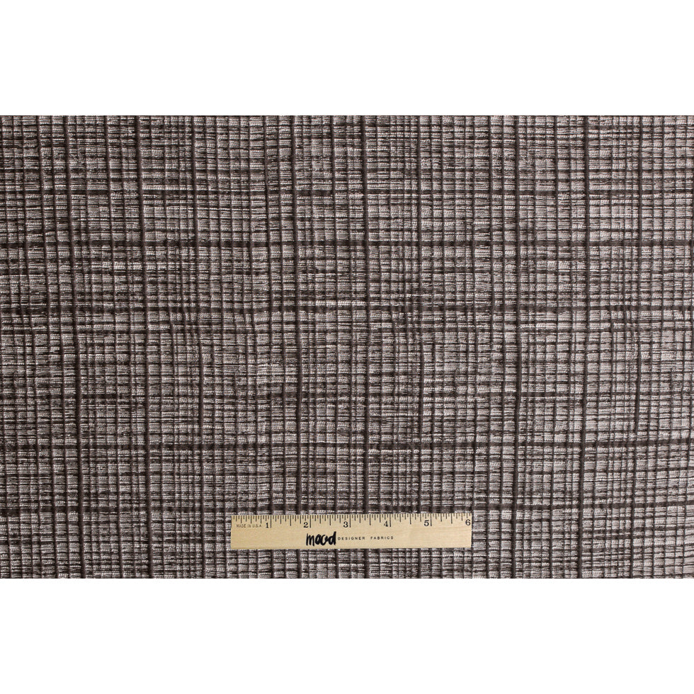 Brown Textured Grid Blended Linen Woven - Full Brown Textured Grid Blended Linen Woven - Full