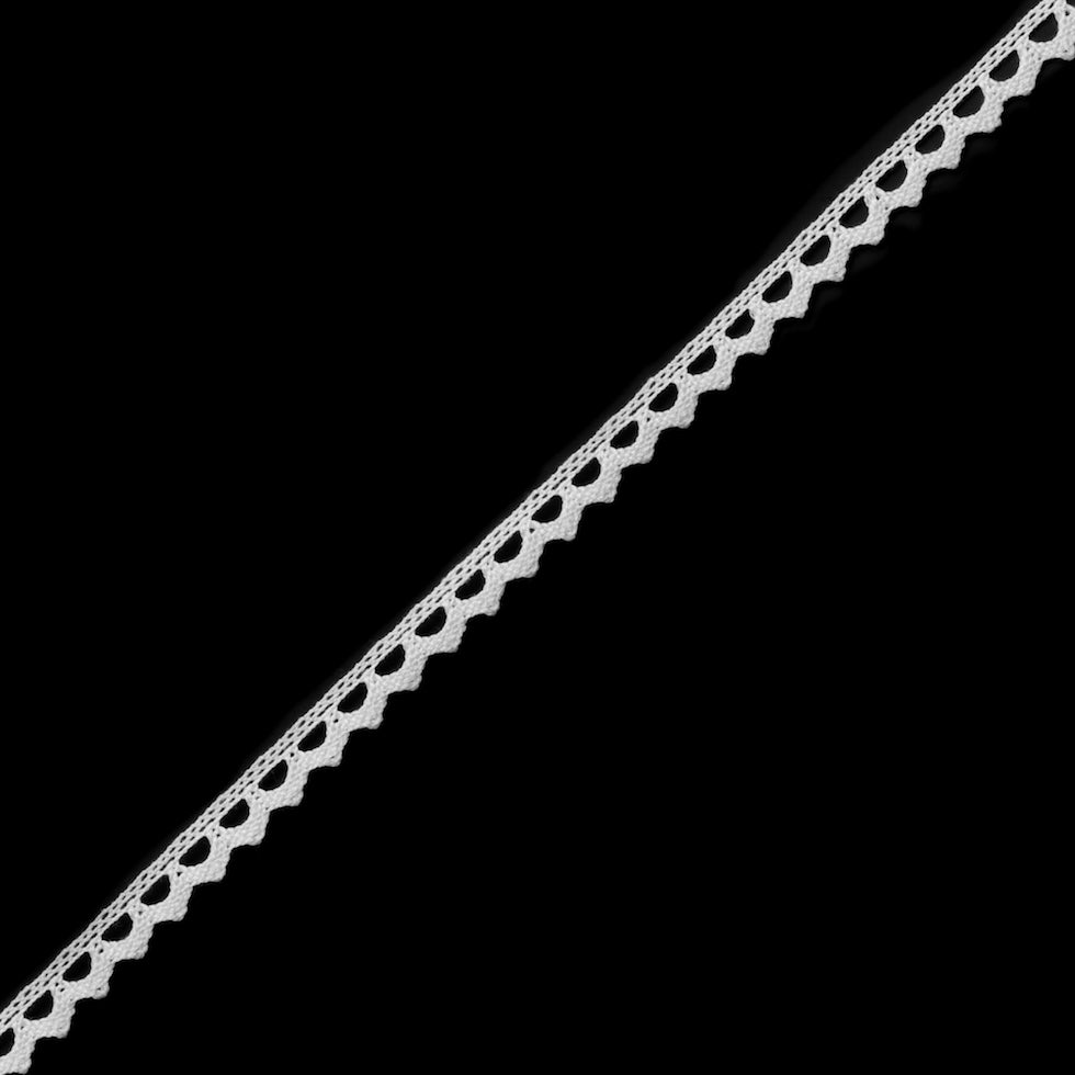 European White Cotton Lace Trimming with Triangular Edge - 3/8" European White Cotton Lace Trimming with Triangular Edge - 3/8"