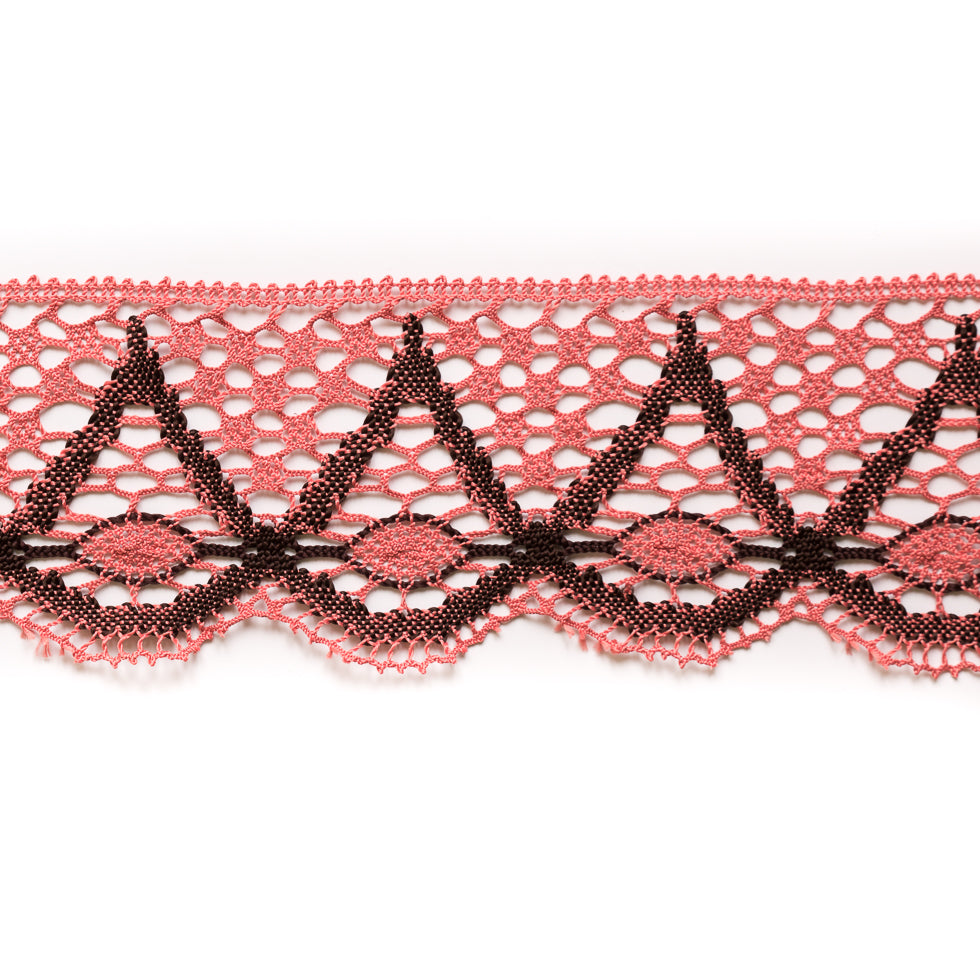Salmon/Brown Crochet Trim - 4.25 Salmon/Brown Crochet Trim - 4.25