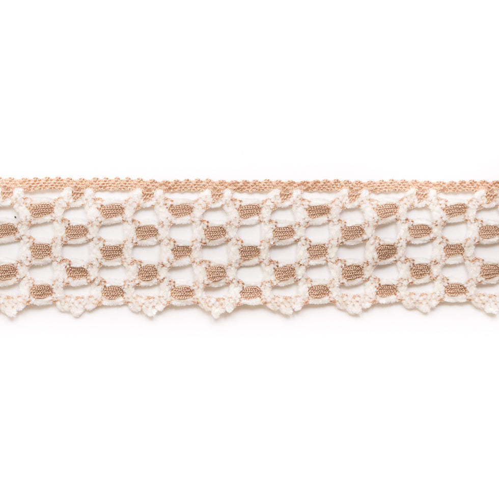 Beige/White Crochet Trim - 2.25" Beige/White Crochet Trim - 2.25"