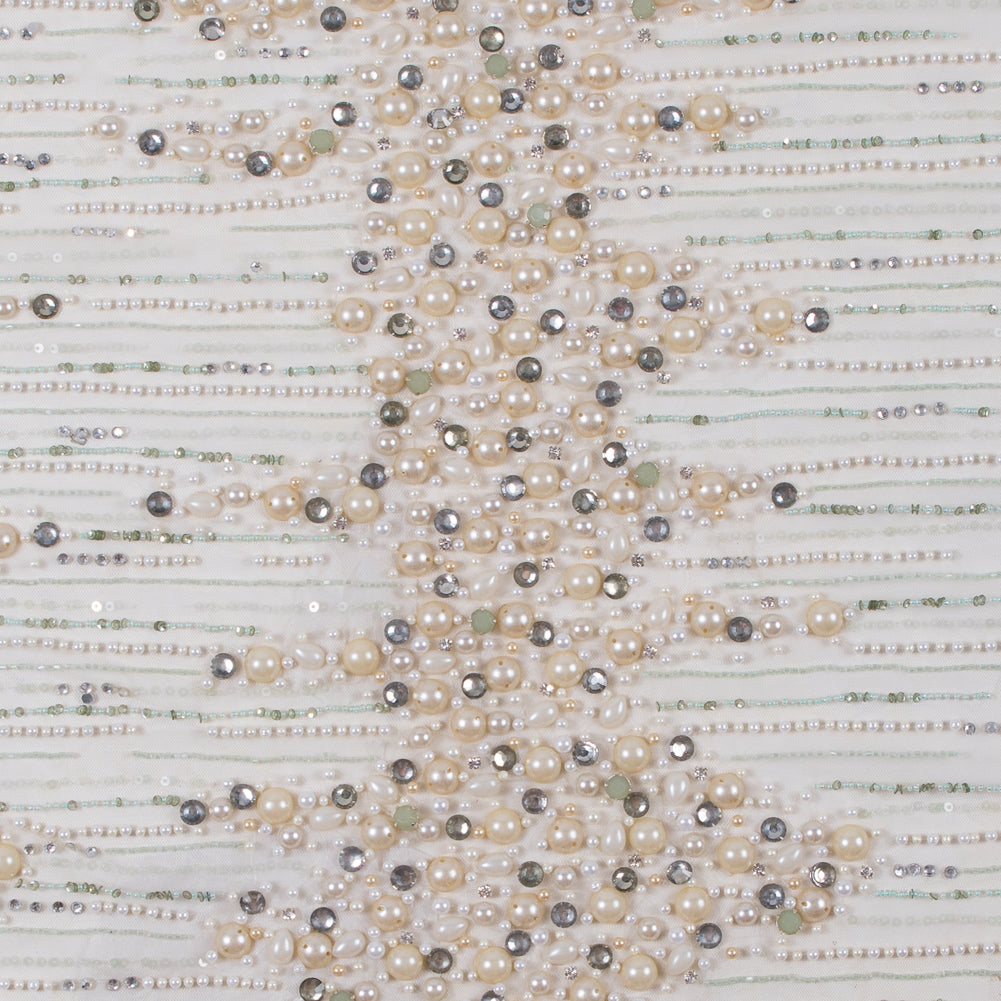 Champagne and Mint Fancy Beaded Tulle Champagne and Mint Fancy Beaded Tulle