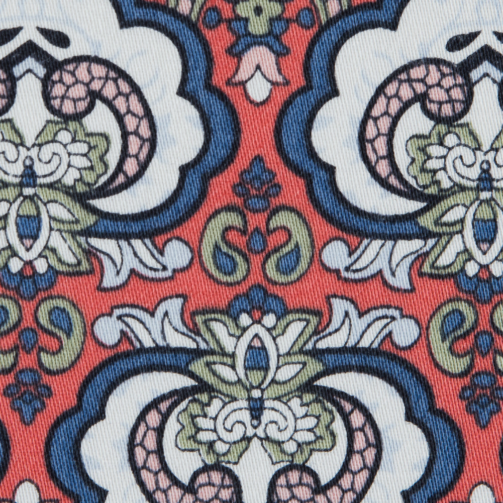 Emberglow/Blue/Green Printed Stretch Cotton Sateen Full Emberglow/Blue/Green Printed Stretch Cotton Sateen Full