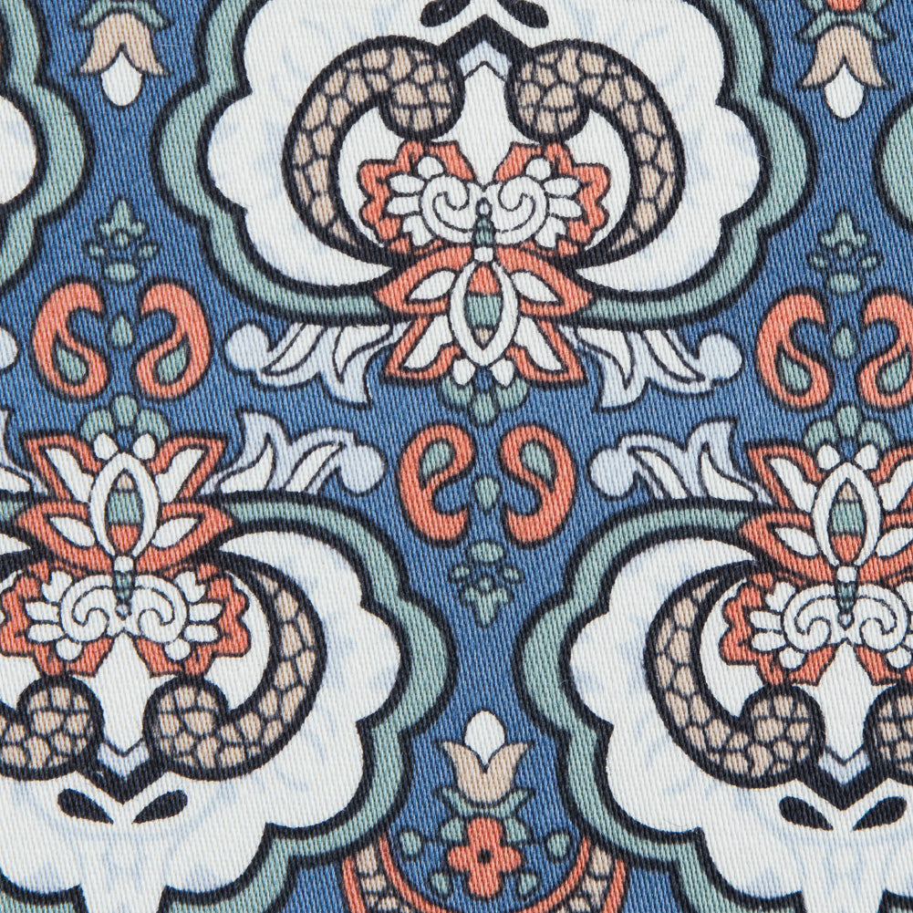 Blue/Orange/Green Printed Stretch Cotton Sateen - Full Blue/Orange/Green Printed Stretch Cotton Sateen - Full