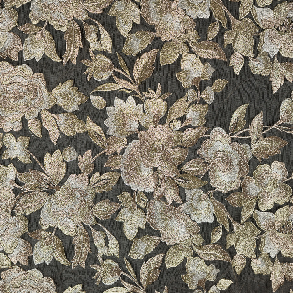 Metallic Gold Floral Embroidered Tulle Metallic Gold Floral Embroidered Tulle