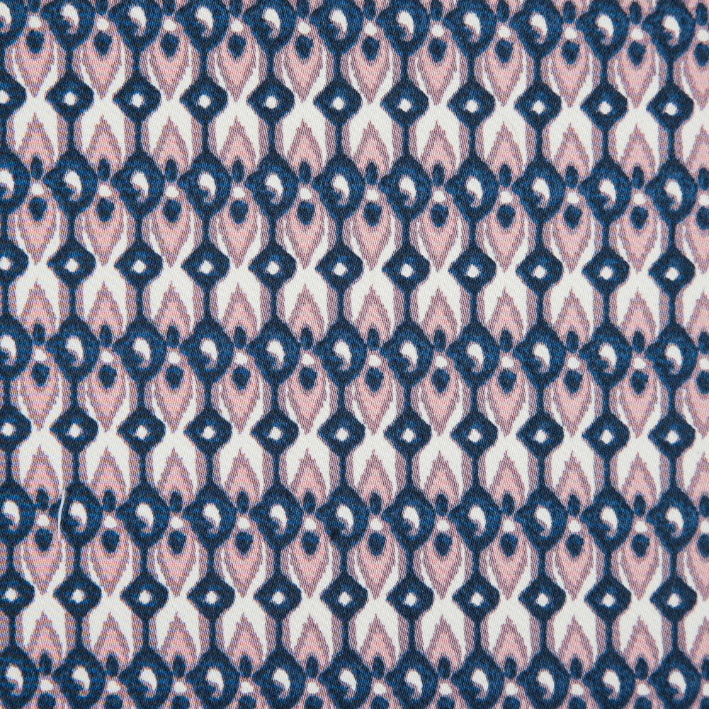 Purple Geometric Ikat Printed Stretch Cotton Sateen Purple Geometric Ikat Printed Stretch Cotton Sateen