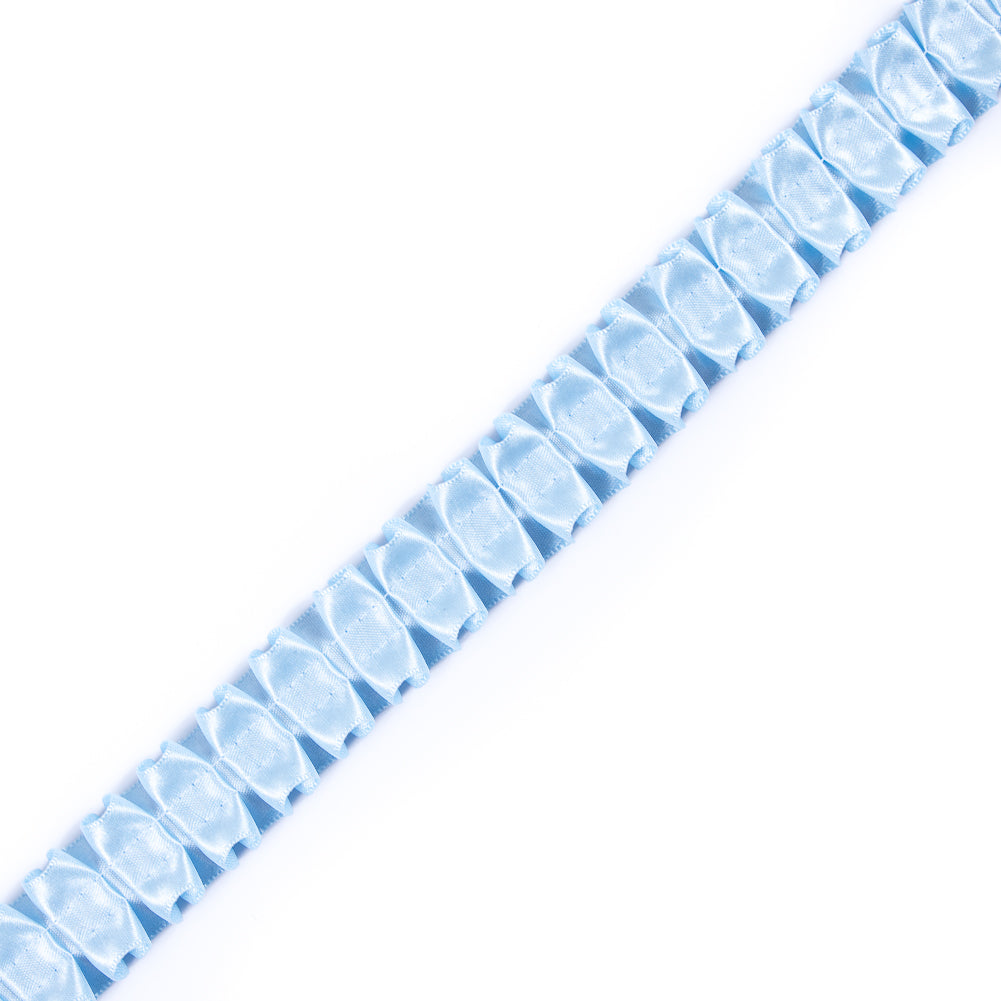 Italian Sky Blue Box Pleated Trimming - 1 Italian Sky Blue Box Pleated Trimming - 1
