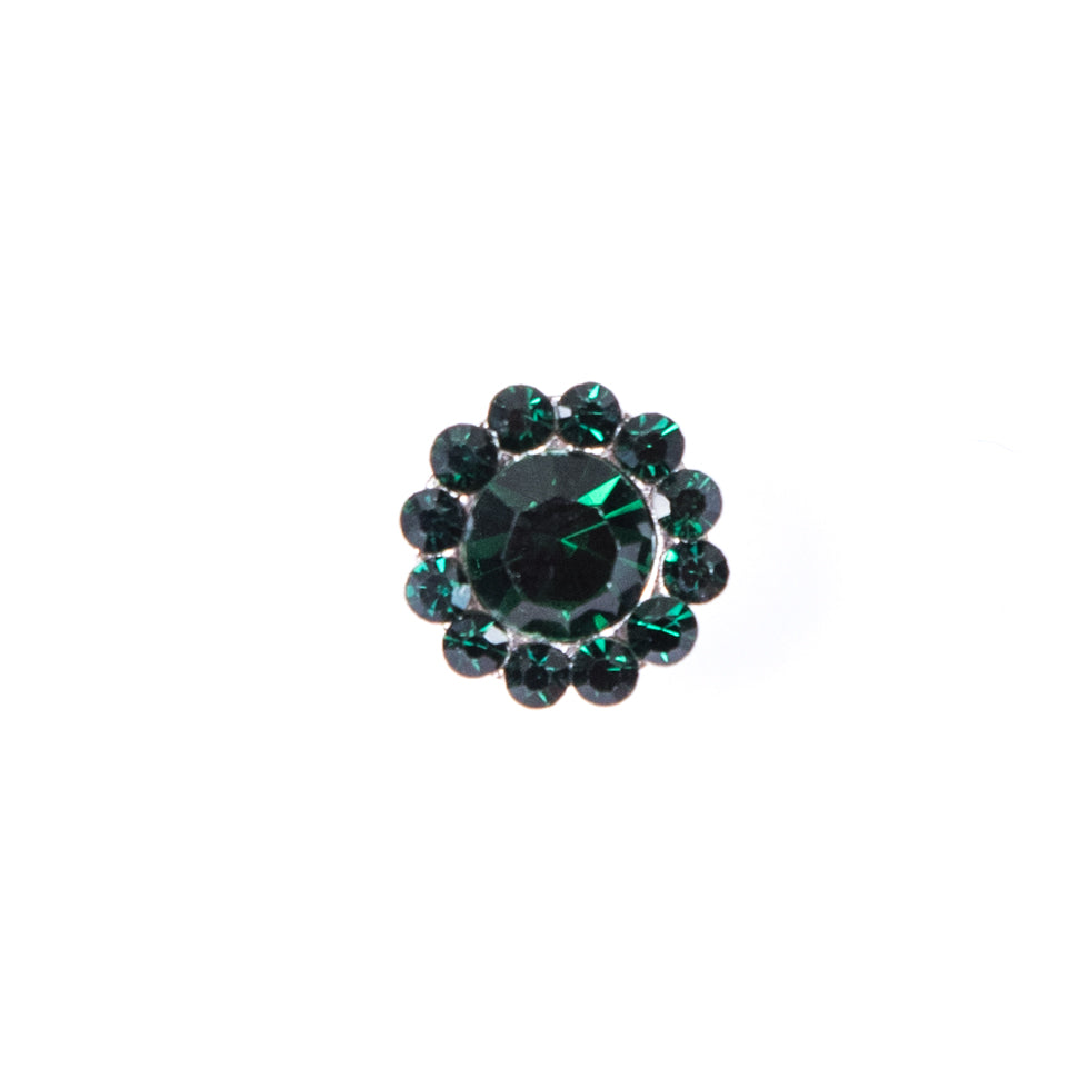 Italian Emerald Rhinestone Shank Back Button - 14L/9mm Italian Emerald Rhinestone Shank Back Button - 14L/9mm
