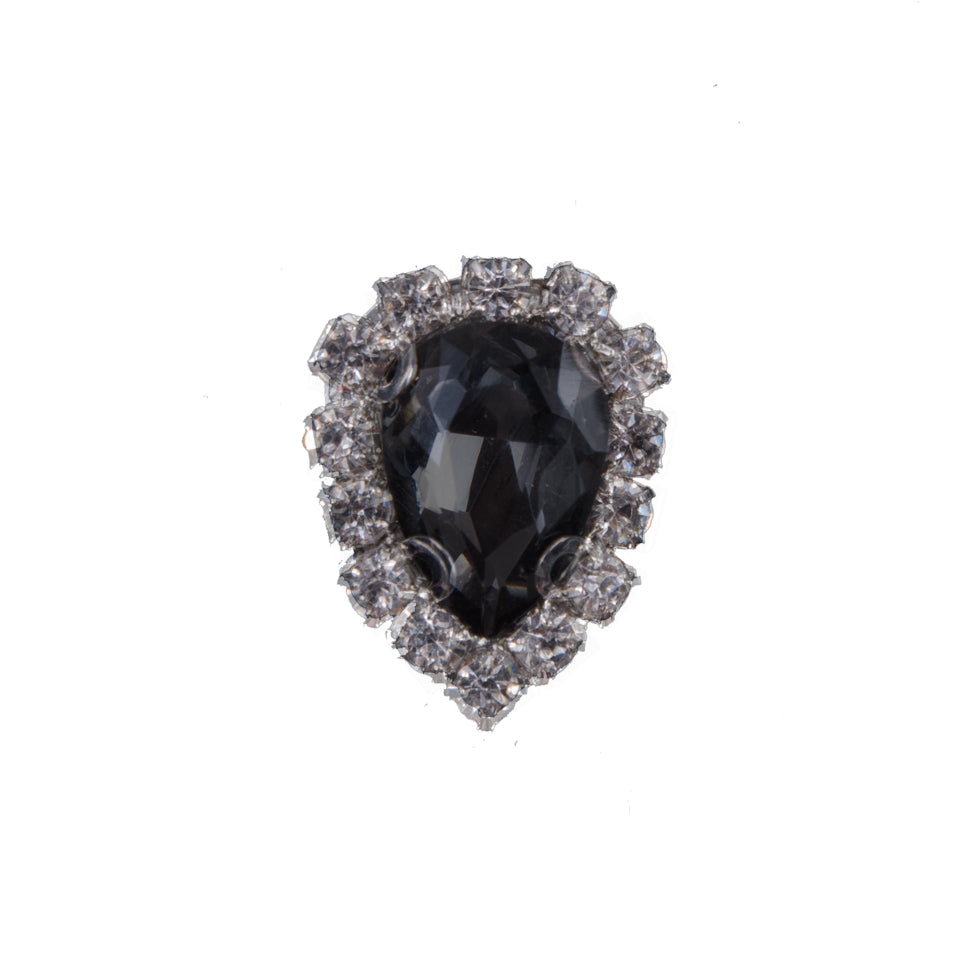 Italian Charcoal Teardrop Rhinestone Button - 36L/23mm Italian Charcoal Teardrop Rhinestone Button - 36L/23mm