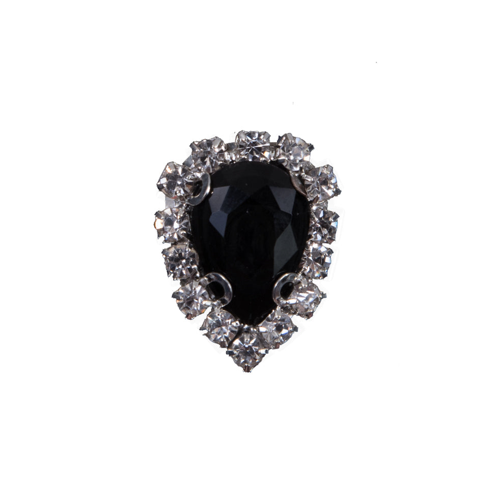 Italian Black Teardrop Rhinestone Button - 36L/23mm Italian Black Teardrop Rhinestone Button - 36L/23mm