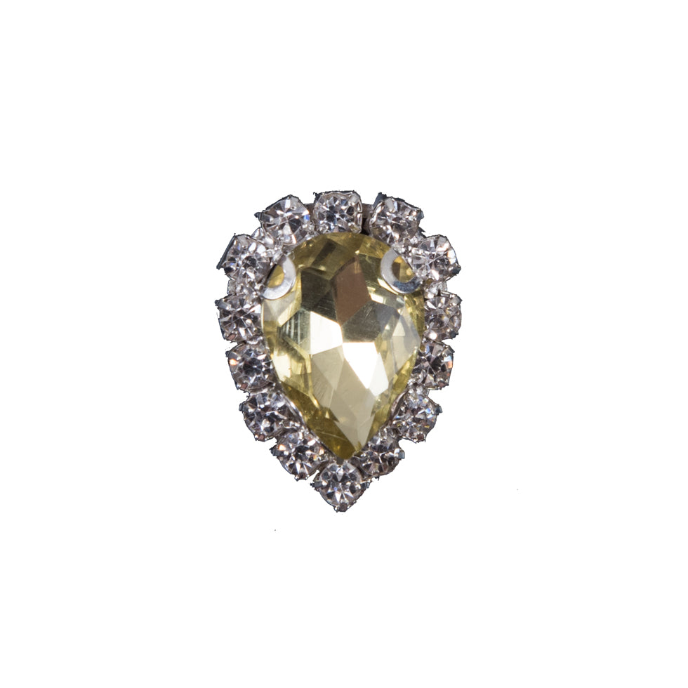 Italian Yellow Teardrop Rhinestone Button - 36L/23mm Italian Yellow Teardrop Rhinestone Button - 36L/23mm