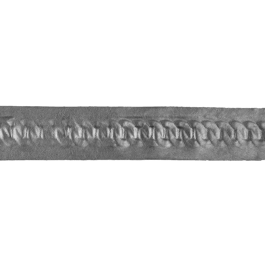 Italian Silver Chain-Link Embossed Faux Leather - 1.75 Italian Silver Chain-Link Embossed Faux Leather - 1.75