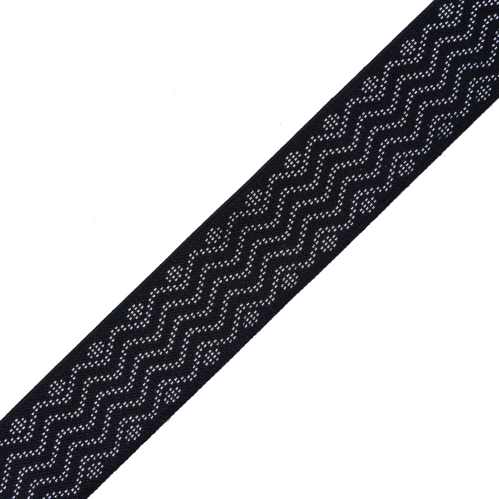 Italian Black and Metallic Silver Elastic Trim Italian Black and Metallic Silver Elastic Trim
