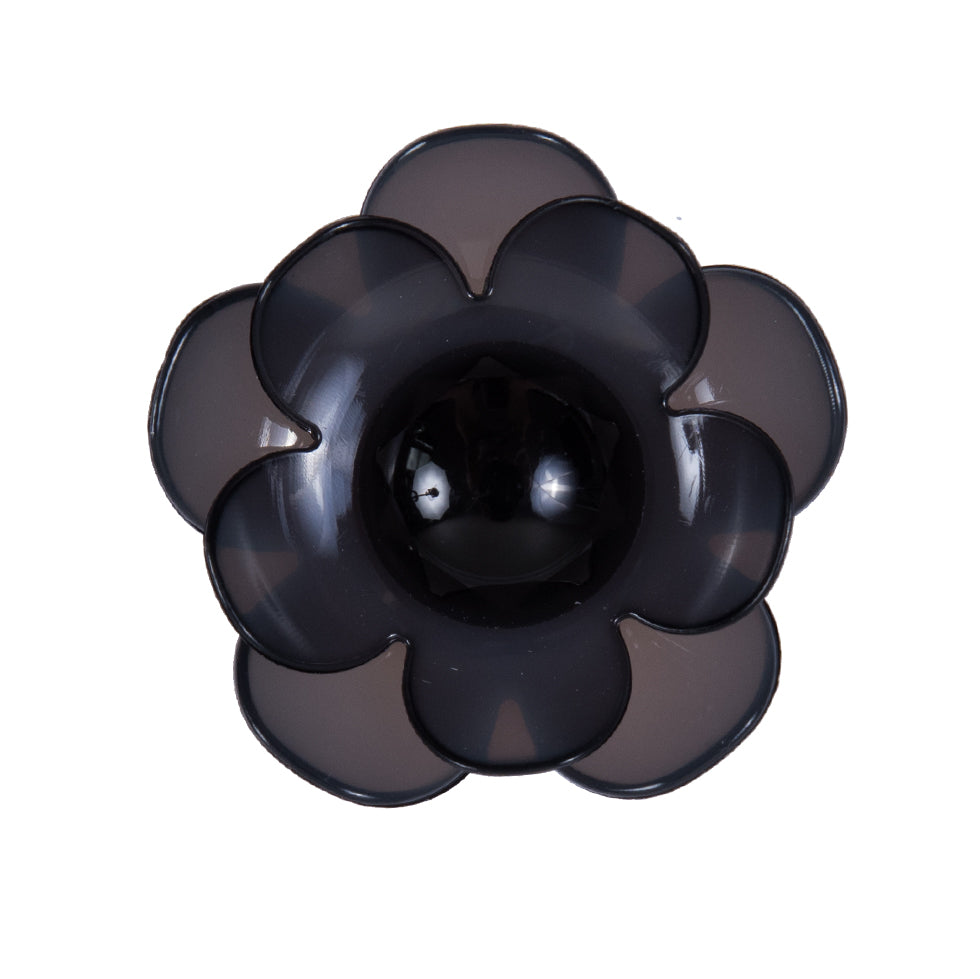 Italian Black Floral Shank-Back Button - 48L/25mm Italian Black Floral Shank-Back Button - 48L/25mm